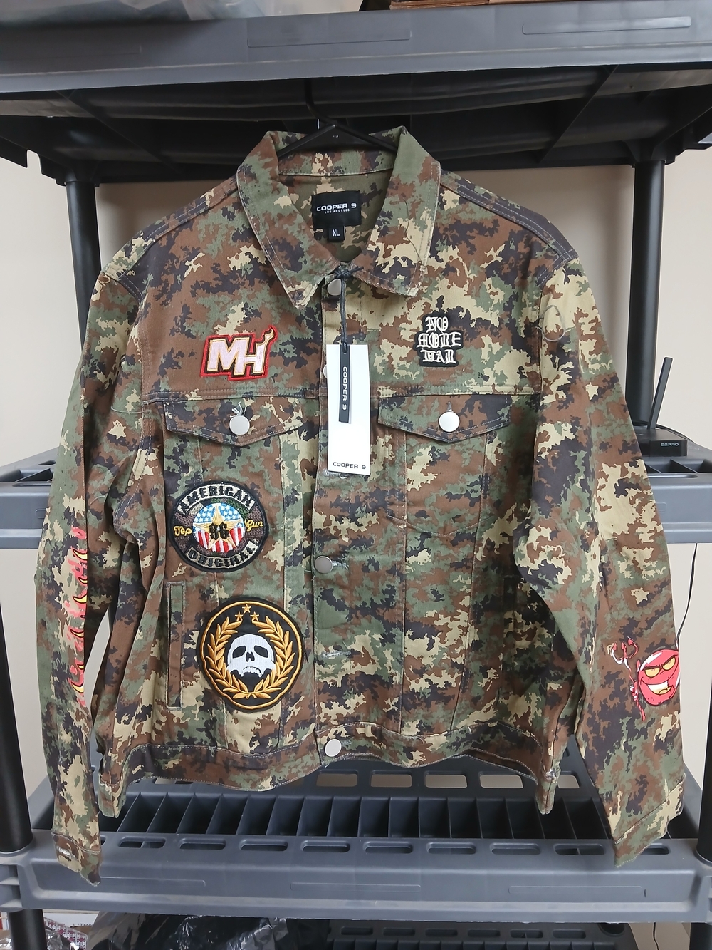 Men’s Military Patchwork Camouflage Jacket - Green